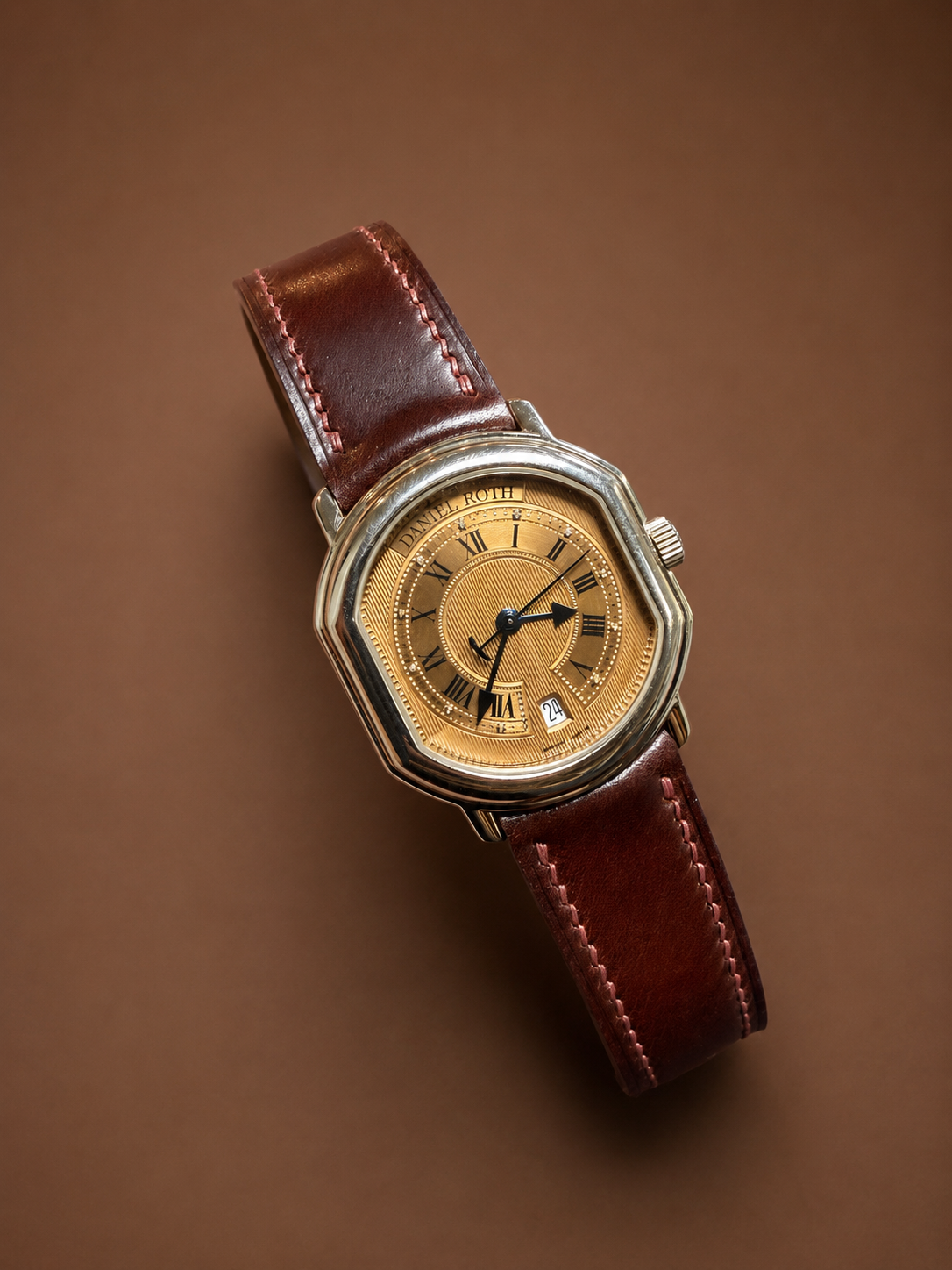 Burgundy Shell Cordovan Leather Watch Strap for Daniel Roth Le Sentier Sport