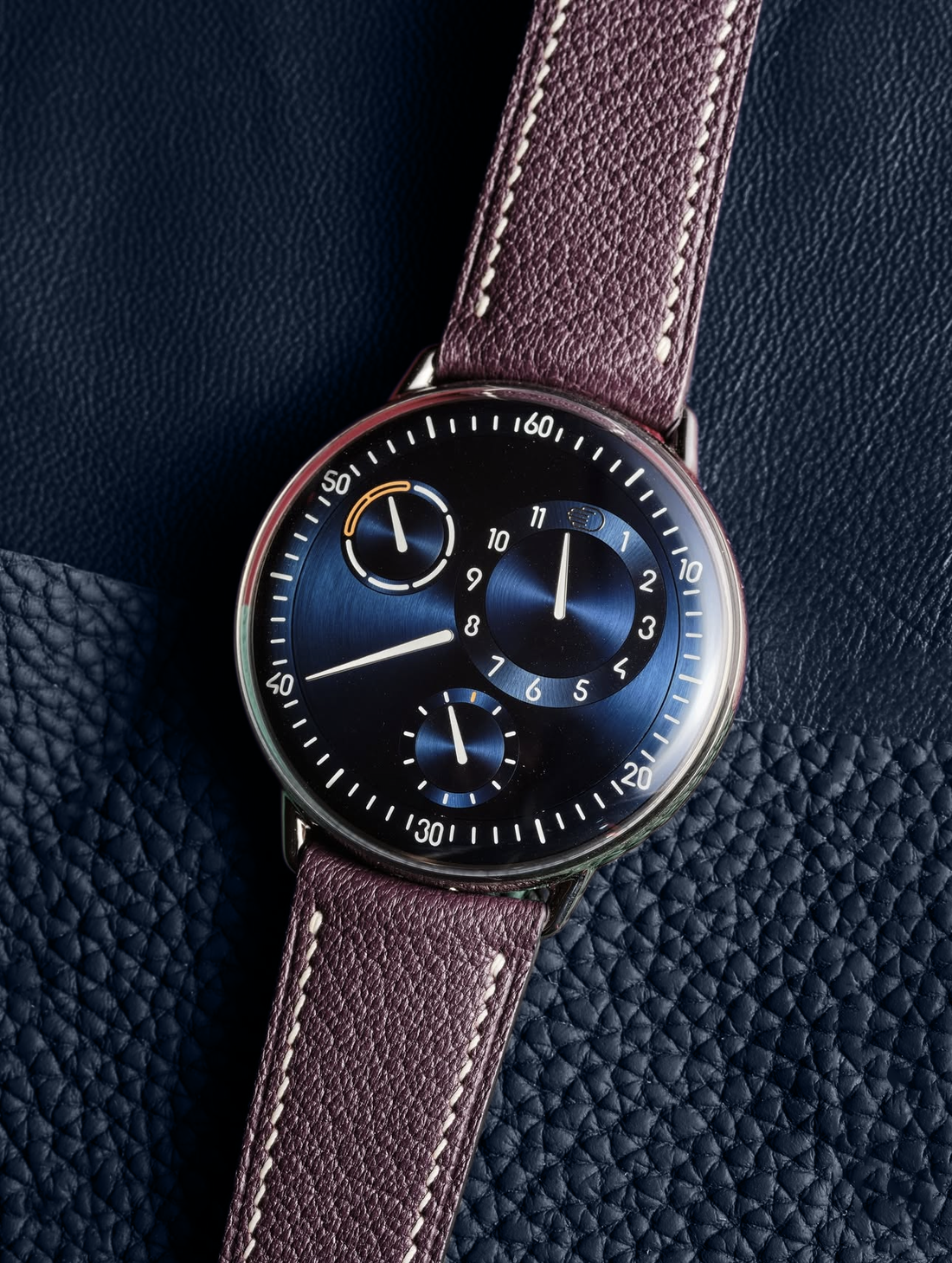 Aubergine Chevre Goat Leather Watch Strap for Ressence Type 1B